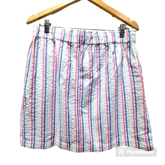 NWT LOFT Large 100% Cotton Stripes Colorful Mini Skirt with Pockets Summer - Picture 2 of 6
